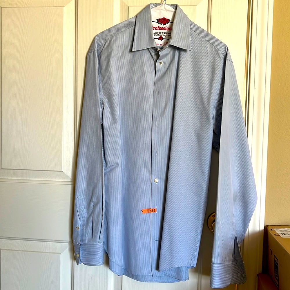 Armani Collezioni blue strip shirt Size 15